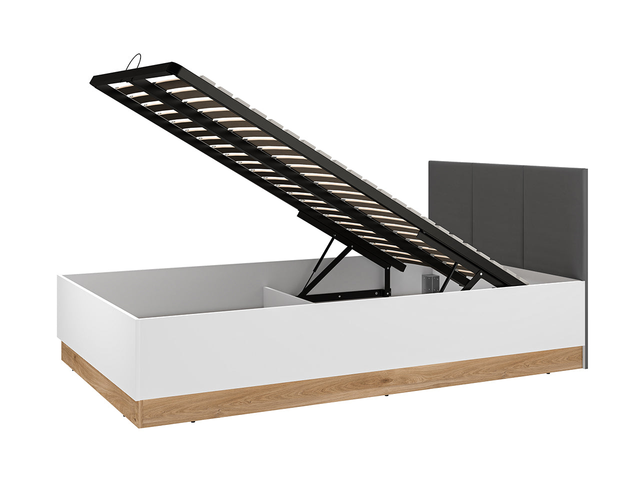 Lit Chambre Adulte avec Cadre – Design Blanc et Bois Chêne - Decora Home
