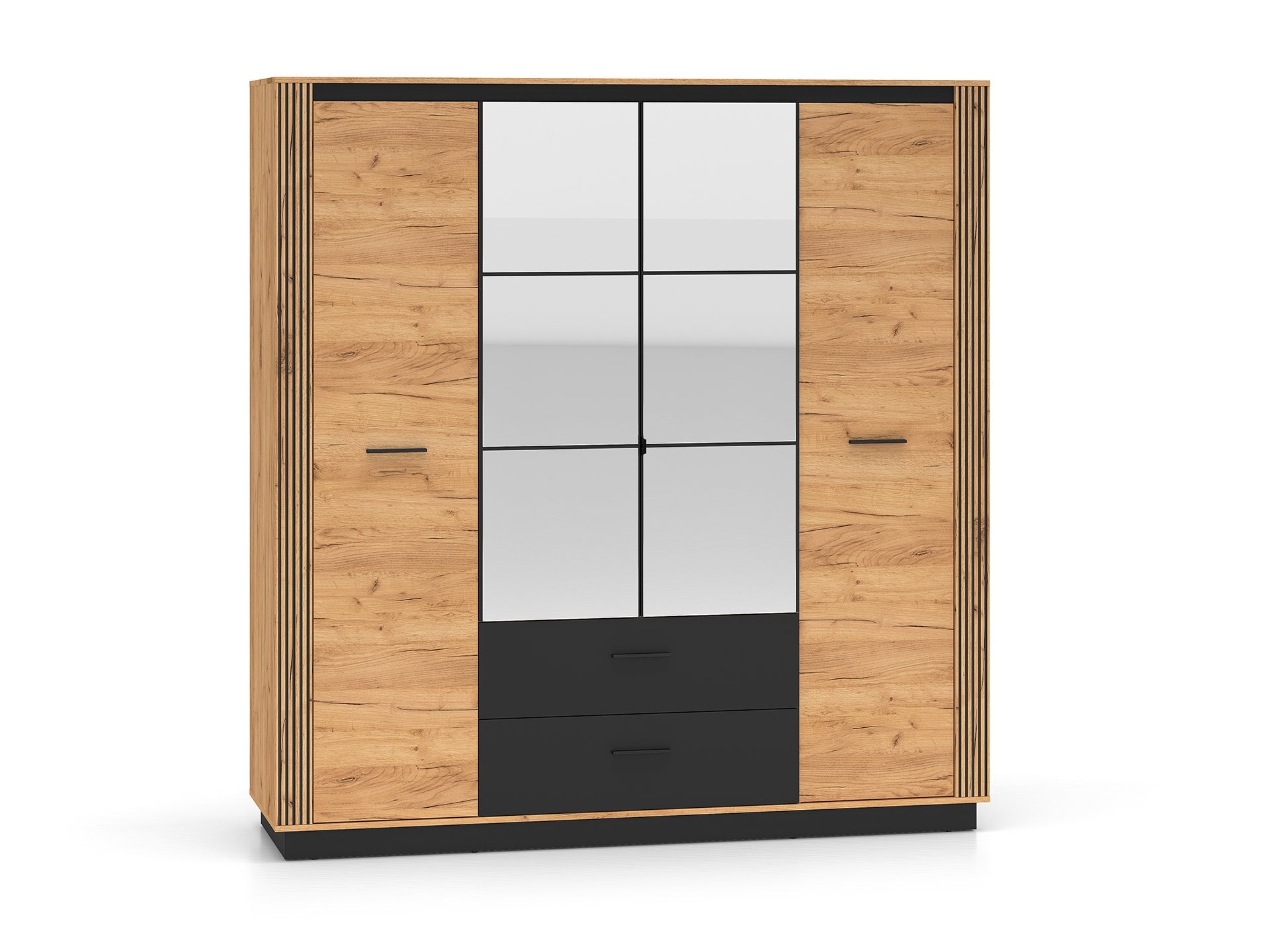 Armoire Moderne Chêne Craft Or & Noir – Élégance et Grande Capacité de Rangement - Decora Home