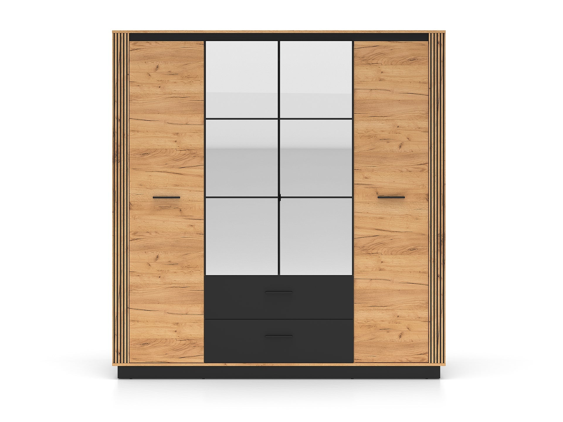 Armoire Moderne Chêne Craft Or & Noir – Élégance et Grande Capacité de Rangement - Decora Home