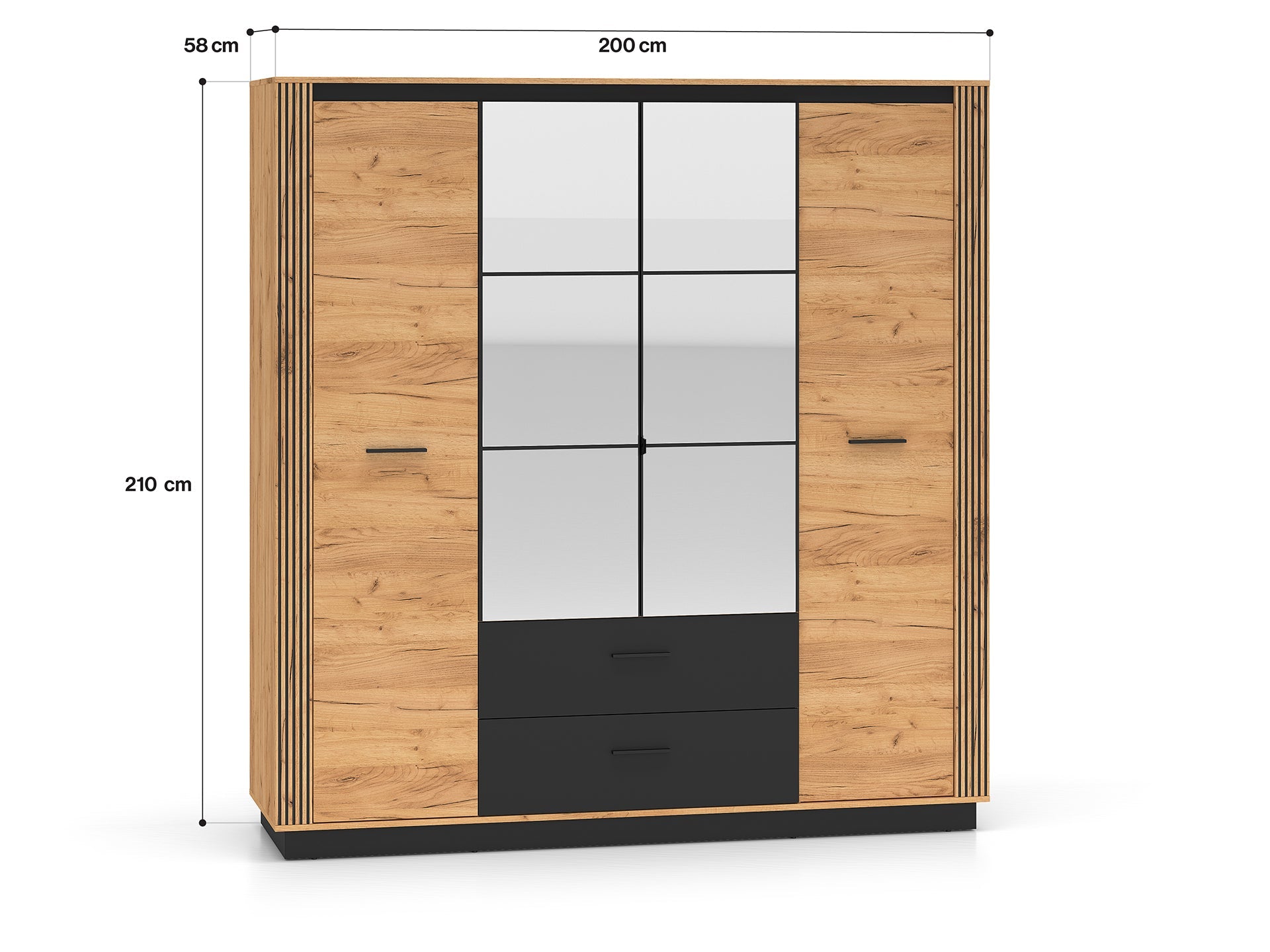 Armoire Moderne Chêne Craft Or & Noir – Élégance et Grande Capacité de Rangement - Decora Home