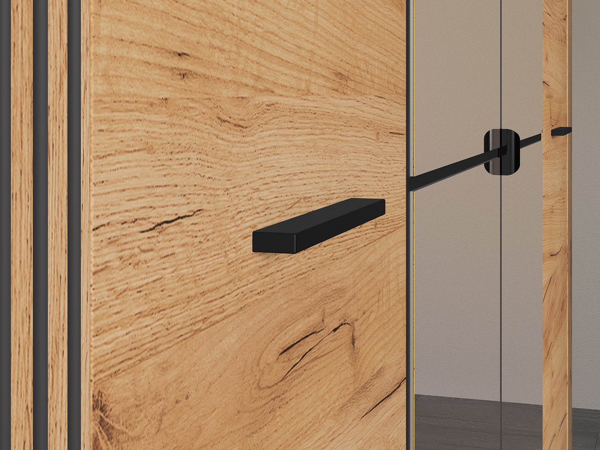 Armoire Moderne Chêne Craft Or & Noir – Élégance et Grande Capacité de Rangement - Decora Home