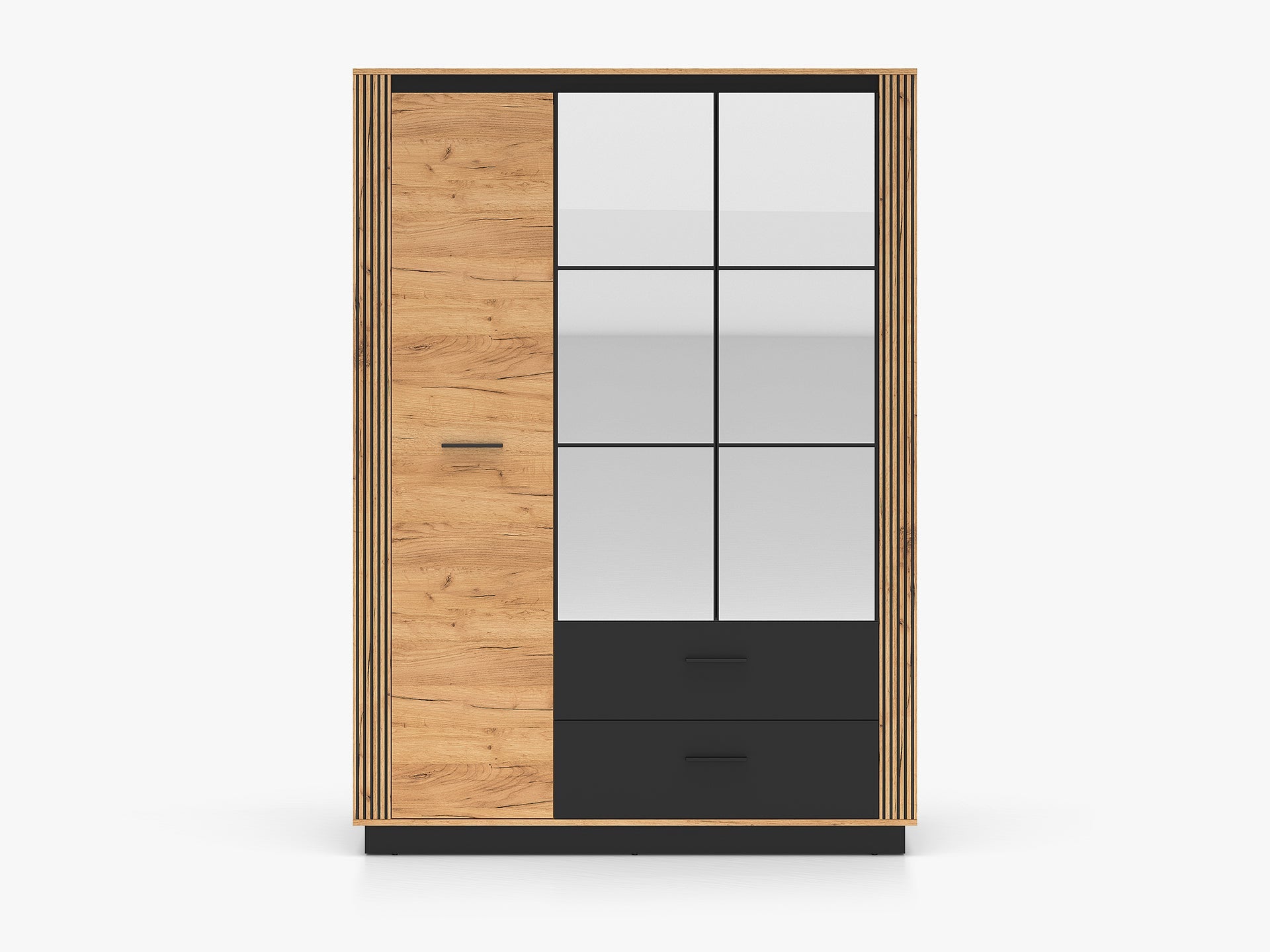 Armoire Moderne Chêne Craft Or & Noir – Élégance et Grande Capacité de Rangement - Decora Home