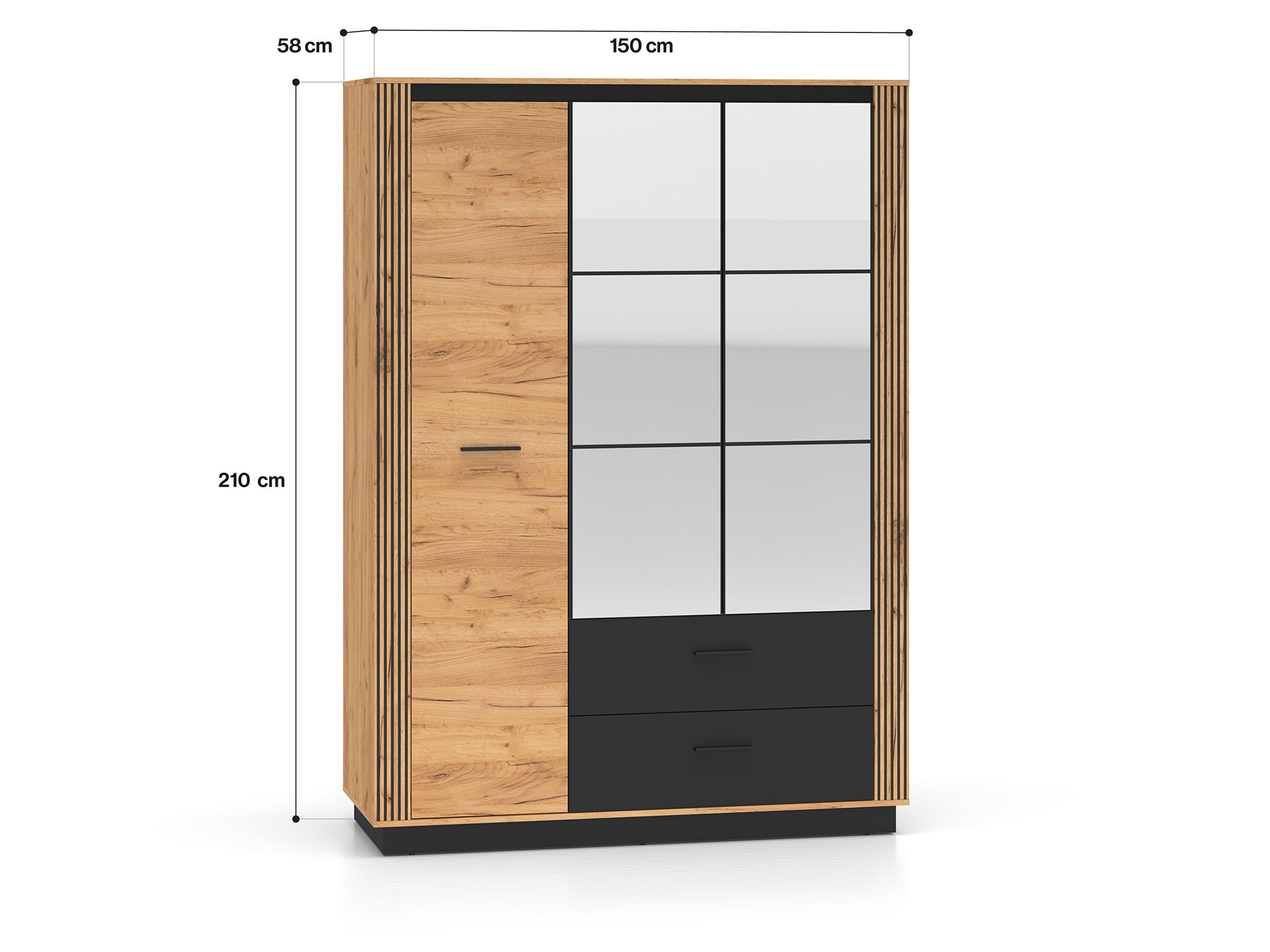 Armoire Moderne Chêne Craft Or & Noir – Élégance et Grande Capacité de Rangement - Decora Home