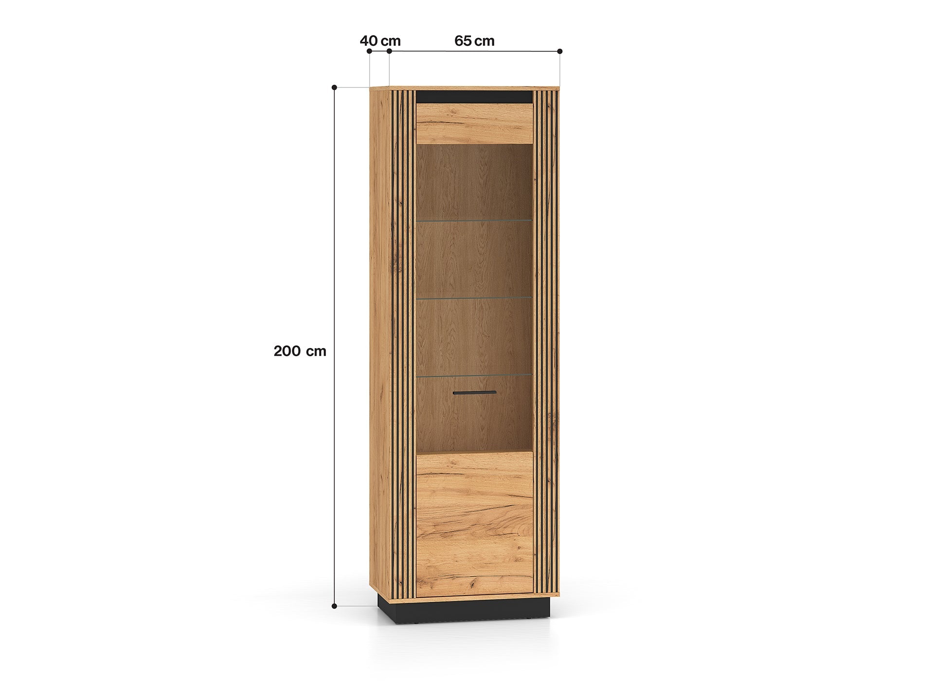 Armoire Élégante en Chêne Craft Gold et Noir avec Verre Trempé - Design Moderne et Sécurisé - Decora Home