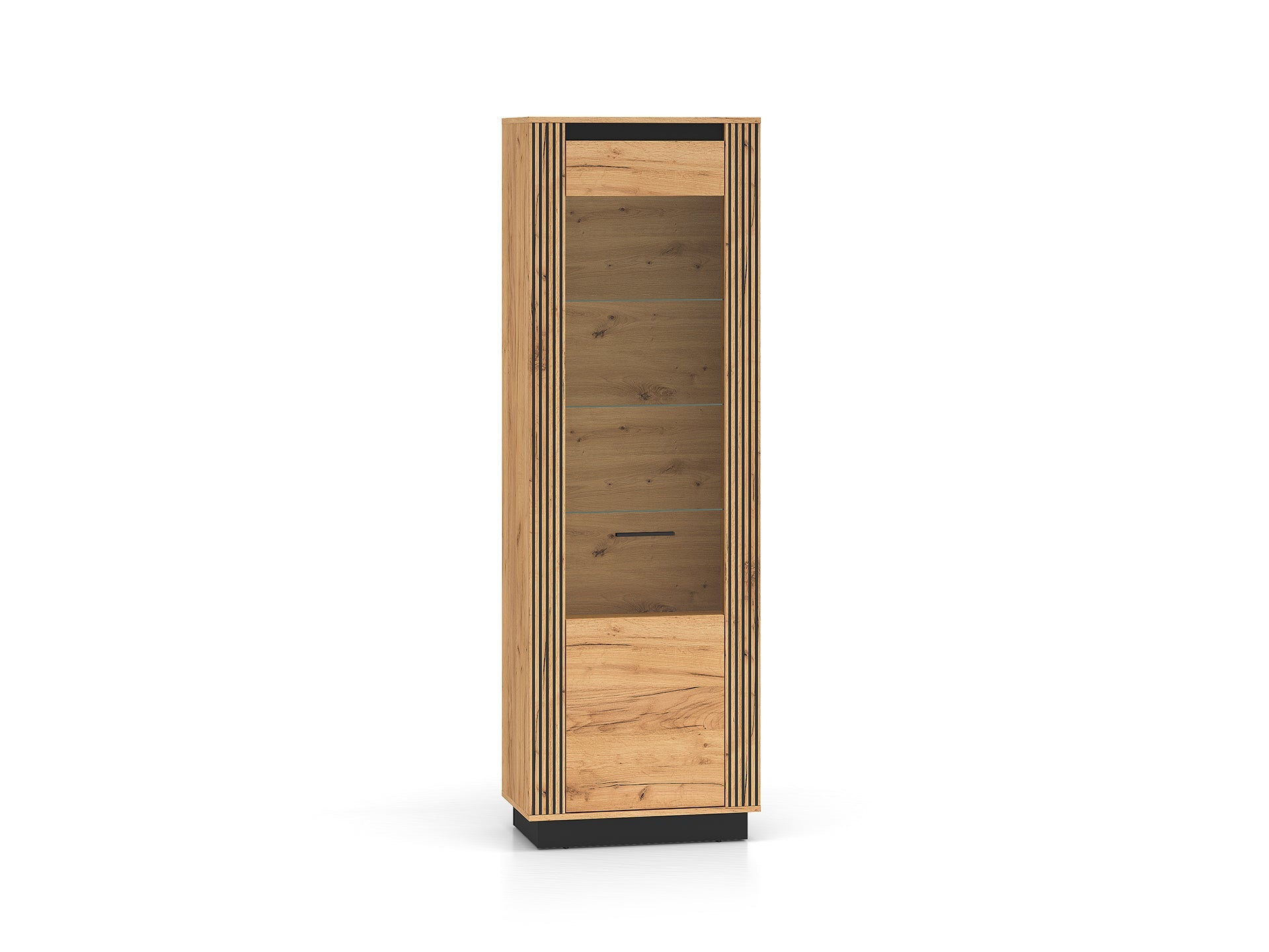 Armoire Élégante en Chêne Craft Gold et Noir avec Verre Trempé - Design Moderne et Sécurisé - Decora Home