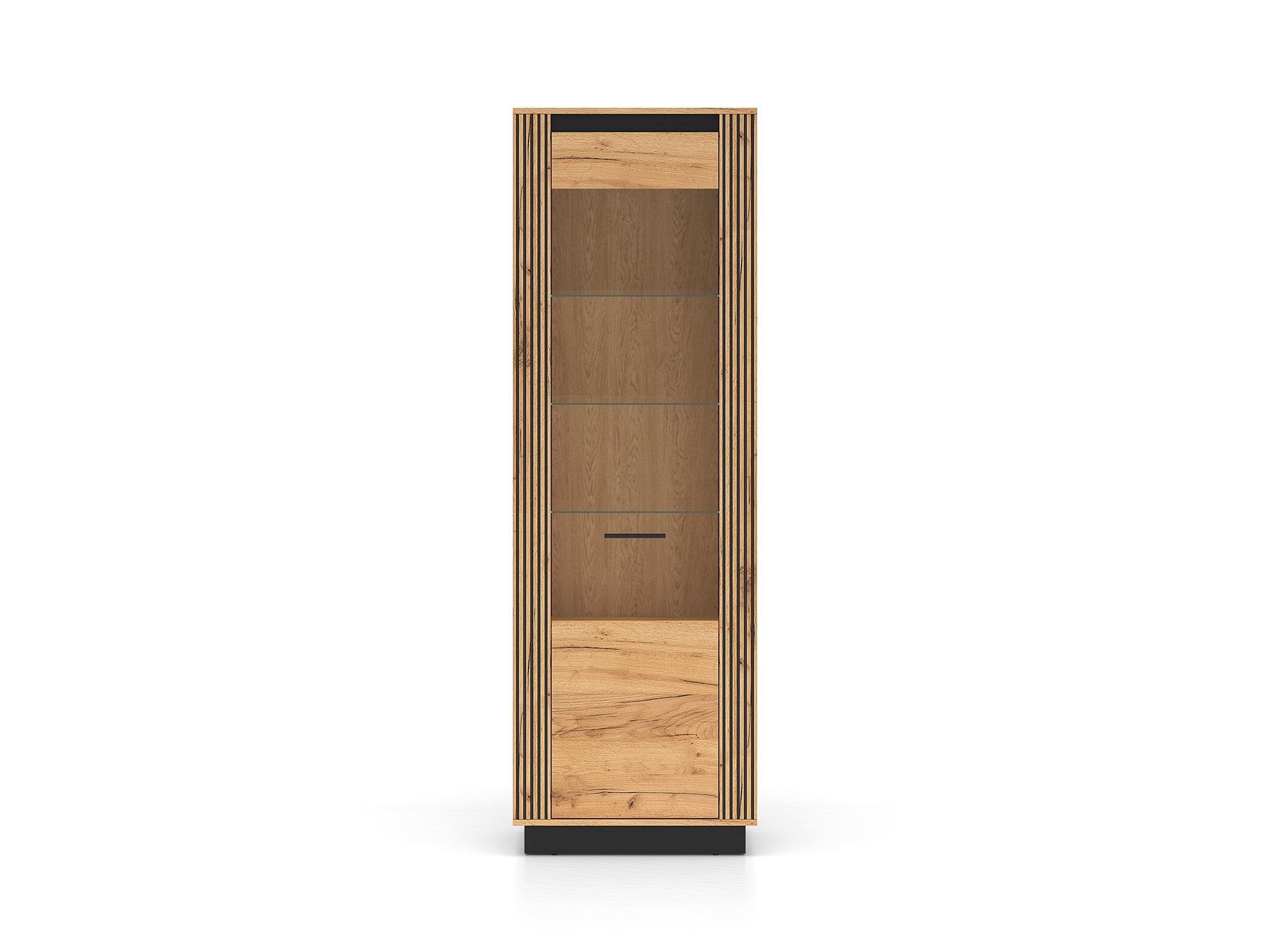 Armoire Élégante en Chêne Craft Gold et Noir avec Verre Trempé - Design Moderne et Sécurisé - Decora Home