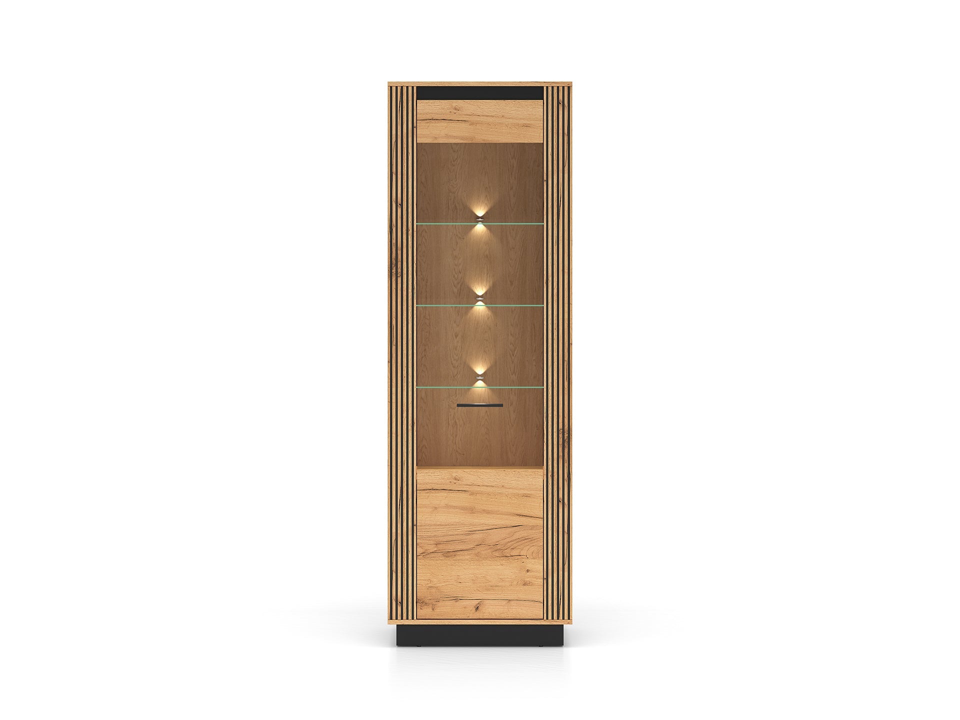 Armoire Élégante en Chêne Craft Gold et Noir avec Verre Trempé - Design Moderne et Sécurisé - Decora Home