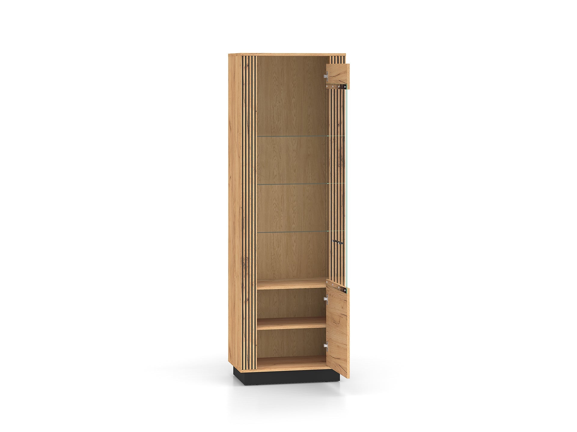Armoire Élégante en Chêne Craft Gold et Noir avec Verre Trempé - Design Moderne et Sécurisé - Decora Home