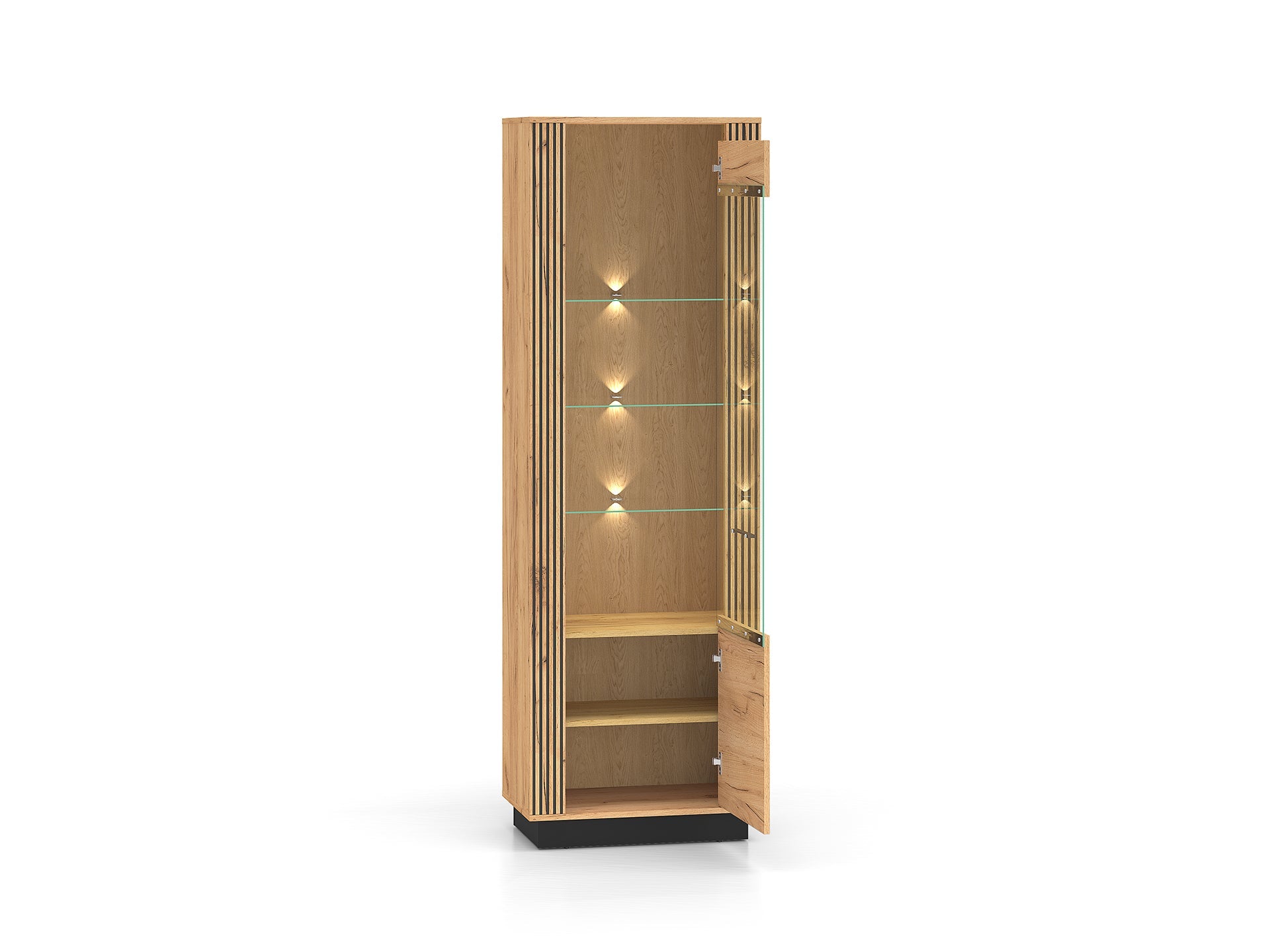 Armoire Élégante en Chêne Craft Gold et Noir avec Verre Trempé - Design Moderne et Sécurisé - Decora Home