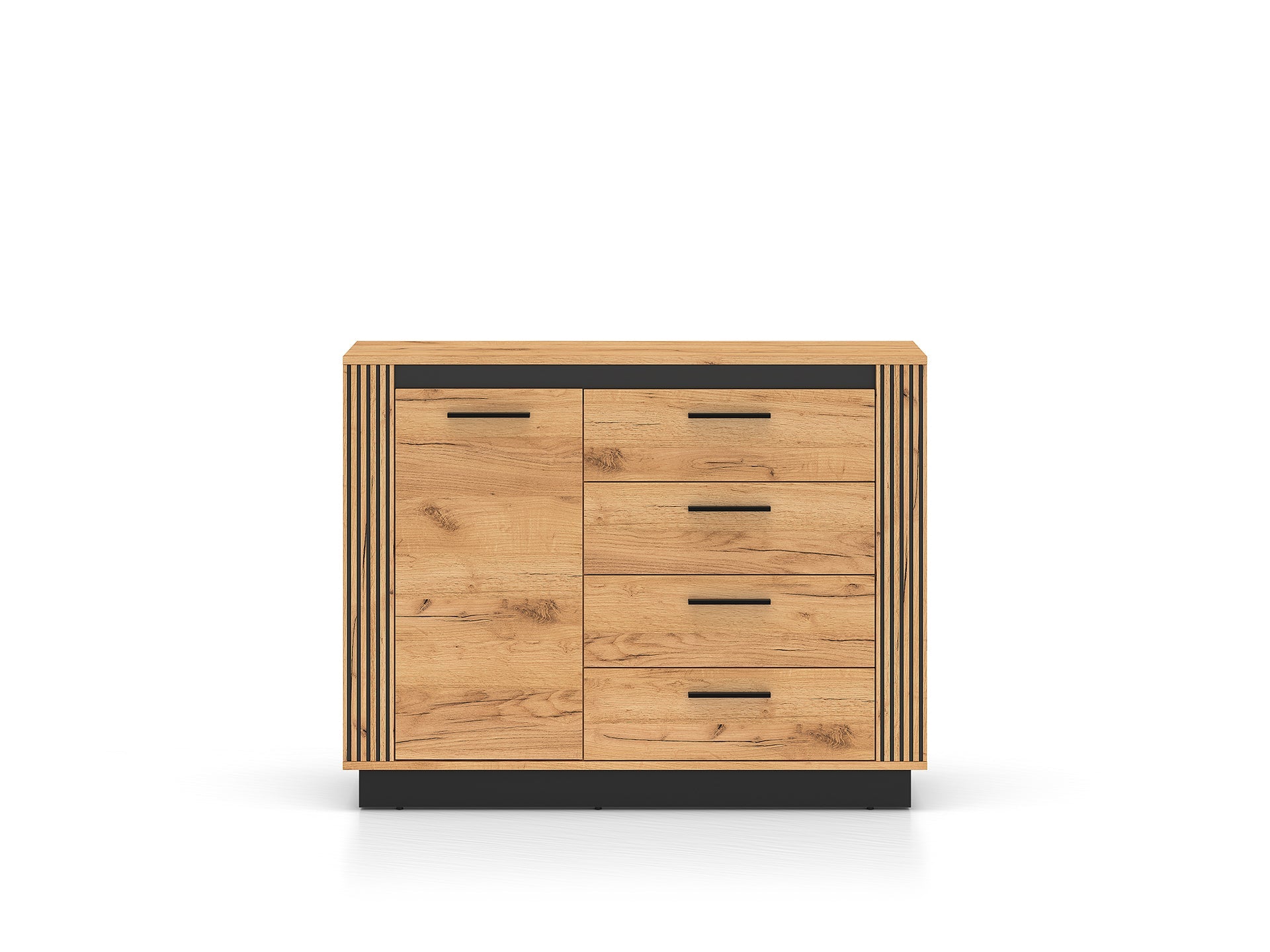 Commode, Buffet, Buffet Moderne en Chêne Craft Gold et Noir – Résistant aux Rayures et à l'Humidité - Decora Home