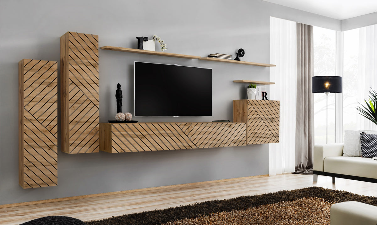 Composition TV SWITCH I Rainuré — WTL SW1 — chêne Wotan
