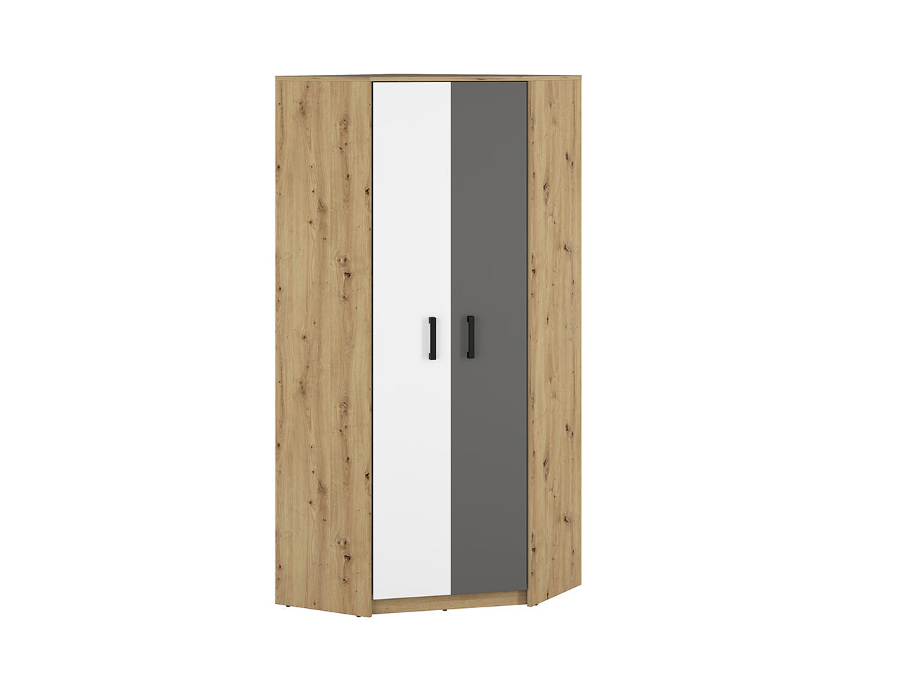Armoire Moderne en Chêne Artisan et MDF Blanc + Anthracite avec Bordure ABS - Résistante à l'Humidité et aux Rayures, 191 cm - Decora Home