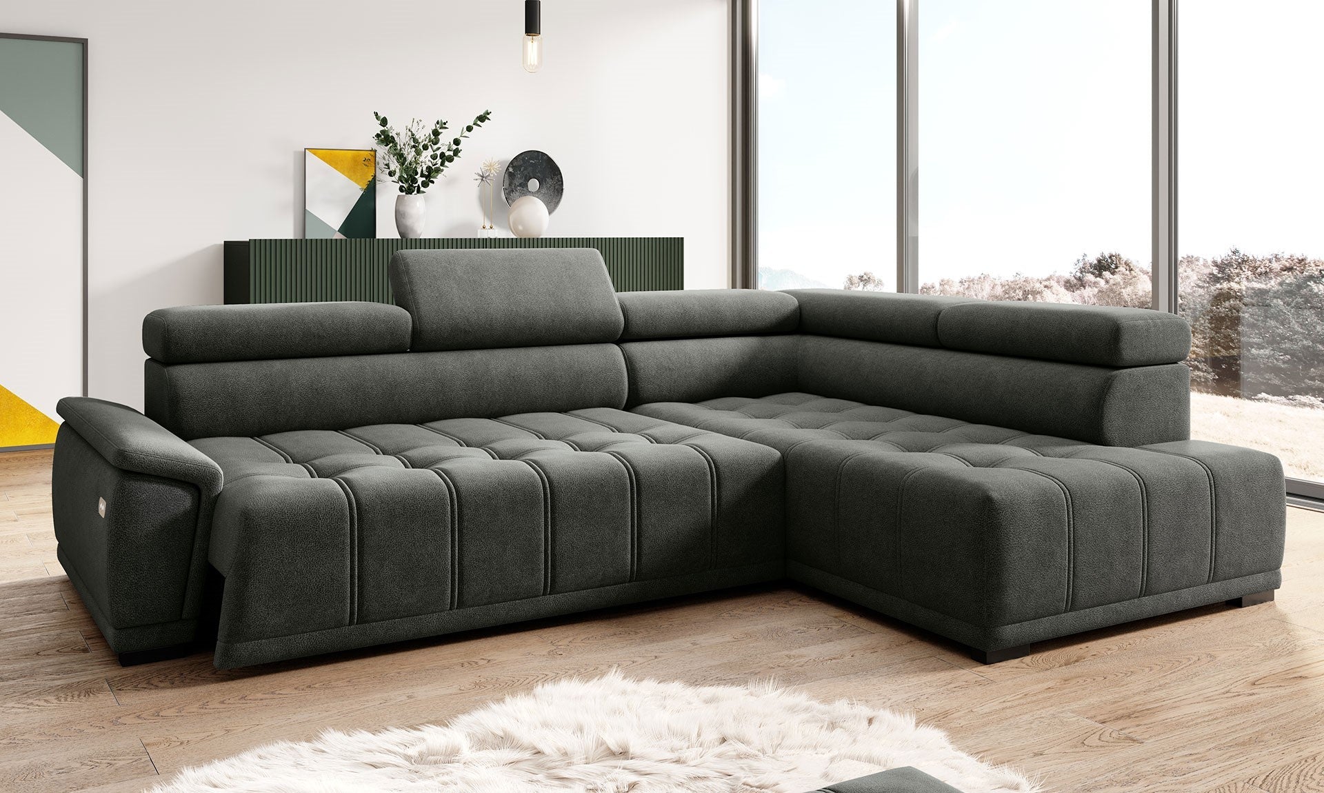 Canapé d’angle – Confort réglable électrique, design moderne et têtières ajustables - Decora Home