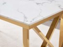 Ensemble de table à Manger en Marbre Blanc et 4 Chaises en Velours Beige
