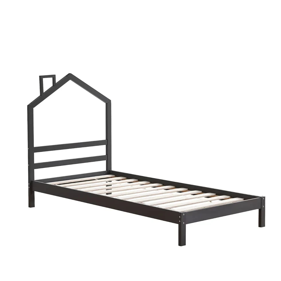 Lit Enfant  – Design Naturel en Bois Blanc et Gris 90x190 cm - Decora Home