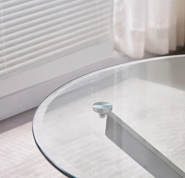 table basse verre avec structure argentee