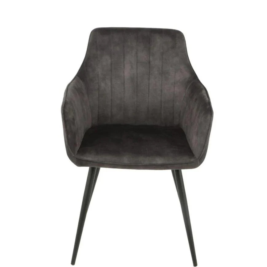 Lot de 2 Chaises – Style Rustique Moderne – Assise Confort Gris/Beige & Pieds Métal Noir - Decora Home