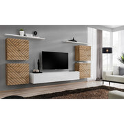 SWITCH IV hanging wall unit, chêne Wotan with blanc brillant, slatted fronts