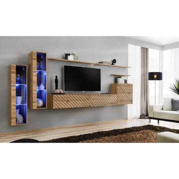SWITCH XI hanging wall unit, chêne Wotan, slatted fronts — vue 2