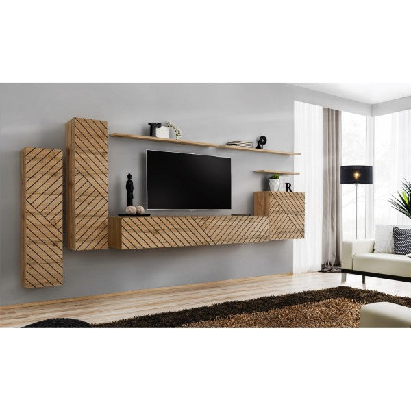 SWITCH et hanging wall unit, chêne Wotan, slatted fronts — vue 2