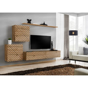 SWITCH V hanging wall unit, chêne Wotan, slatted fronts