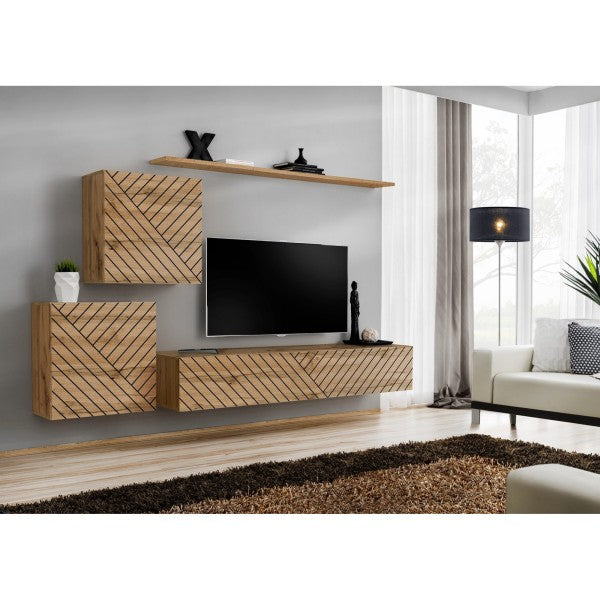 SWITCH V hanging wall unit, chêne Wotan, slatted fronts