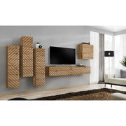 SWITCH III hanging wall unit, chêne Wotan, slatted fronts
