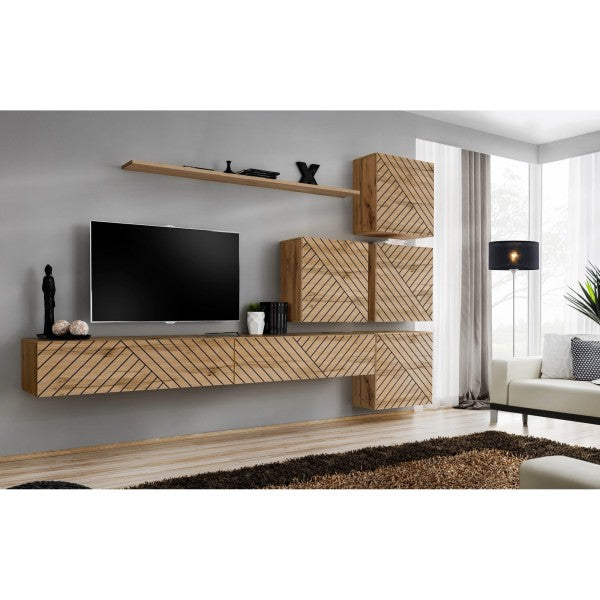 SWITCH IX hanging wall unit, chêne Wotan, slatted fronts