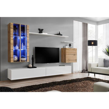 SWITCH XII hanging wall unit, chêne Wotan with blanc brillant — vue 2