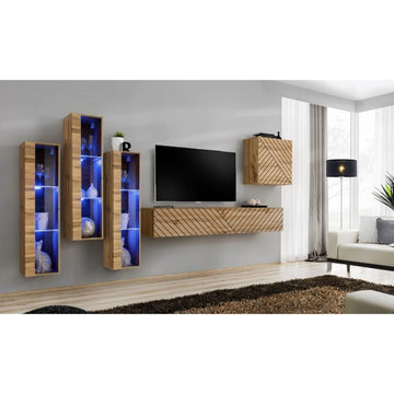 SWITCH XIII hanging wall unit, chêne Wotan, slatted fronts — vue 2