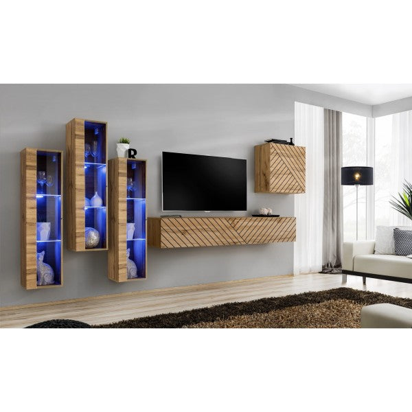 SWITCH XIII hanging wall unit, chêne Wotan, slatted fronts — vue 2