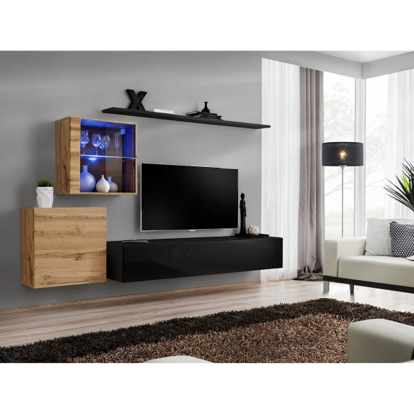 SWITCH XV hanging wall unit, chêne Wotan with noir brillant — vue 2