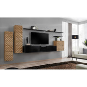 SWITCH et hanging wall unit, chêne Wotan with noir brillant, slatted fronts