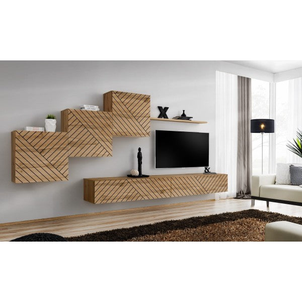 SWITCH X hanging wall unit, chêne Wotan, slatted fronts — vue 2