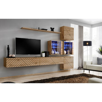 SWITCH XIX hanging wall unit, chêne Wotan, slatted fronts
