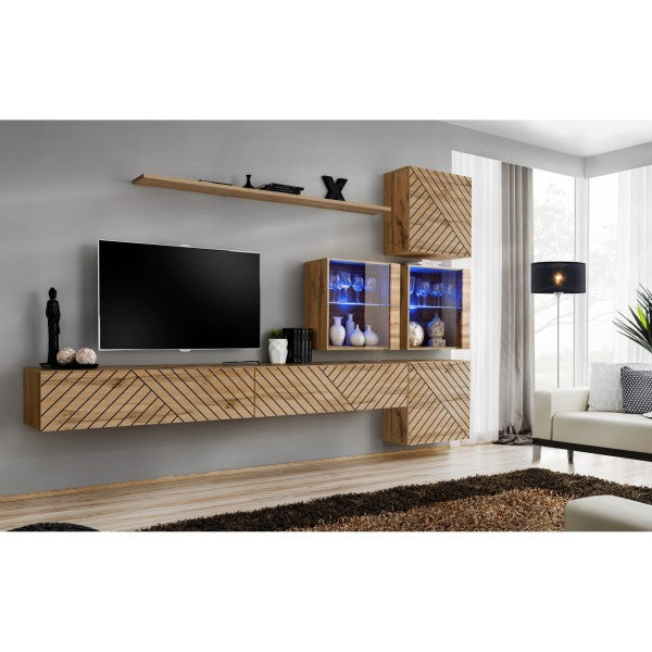 SWITCH XIX hanging wall unit, chêne Wotan, slatted fronts