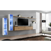SWITCH XI hanging wall unit, blanc brillant with chêne Wotan, slatted fronts — vue 2