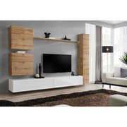SWITCH VIII hanging wall unit, chêne Wotan with blanc brillant