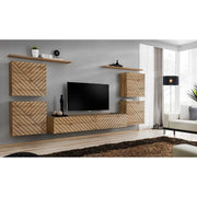 SWITCH IV hanging wall unit, chêne Wotan, slatted fronts