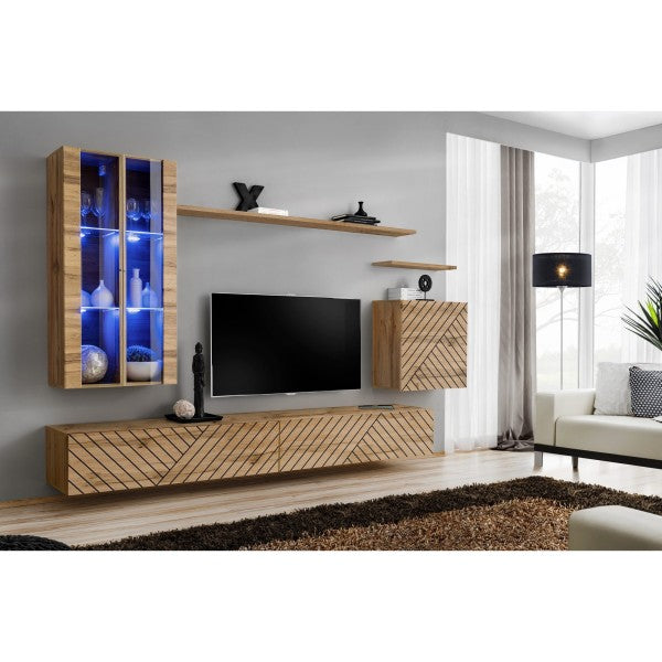 SWITCH XII hanging wall unit, chêne Wotan, slatted fronts — vue 2