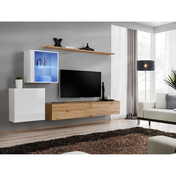 SWITCH XV hanging wall unit, blanc brillant with chêne Wotan — vue 2