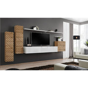 SWITCH et hanging wall unit, chêne Wotan with blanc brillant, slatted fronts — vue 2