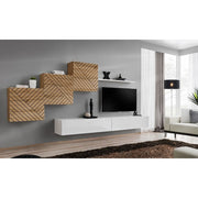 SWITCH X hanging wall unit, chêne Wotan with blanc brillant, slatted fronts — vue 2
