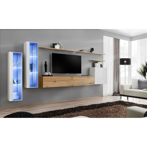 SWITCH XI hanging wall unit, blanc brillant with chêne Wotan — vue 2