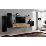 SWITCH et hanging wall unit, noir brillant with chêne Wotan, slatted fronts — vue 2