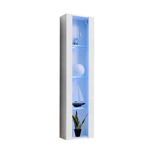 FLY 41 hanging display cabinet with lighting, gloss white — vue 2
