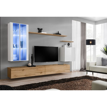 SWITCH XII hanging wall unit, blanc brillant with chêne Wotan — vue 2