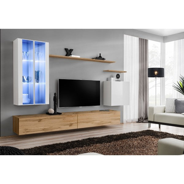 SWITCH XII hanging wall unit, blanc brillant with chêne Wotan — vue 2