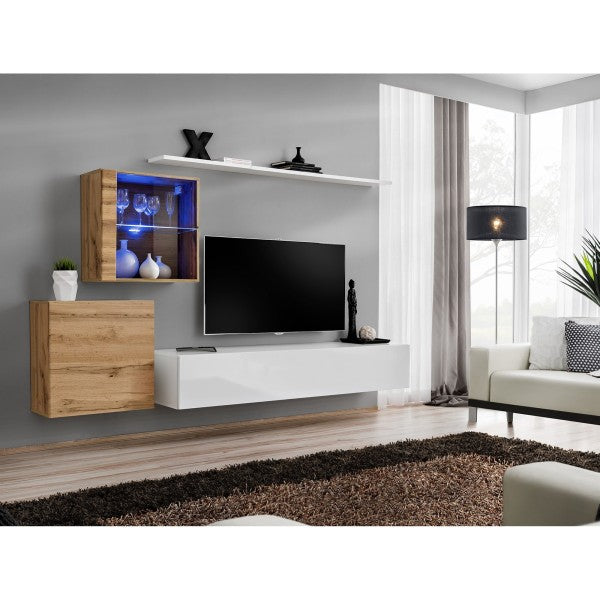 SWITCH XV hanging wall unit, chêne Wotan with blanc brillant — vue 2