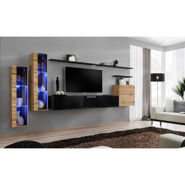 SWITCH XI hanging wall unit, chêne Wotan with noir brillant — vue 2